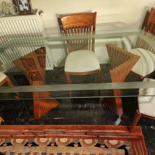 Glass dining set 6 seats like new
