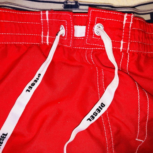 Diesel swim shorts like new, red, quick-dry fabric with bandage