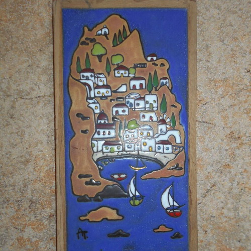 Ceramic wall decoration tile used, Aegean Island by Angelos Tsakirakis