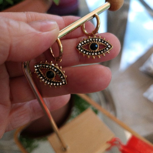 Stainless Steel Earrings new, black and gold