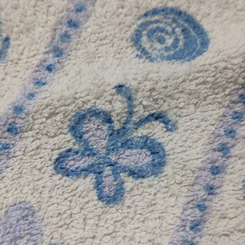 Cotton kitchen towel white and blue purple print like new