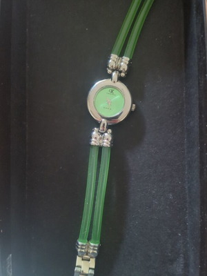 Calvin Klein wristwatch used, green and silver