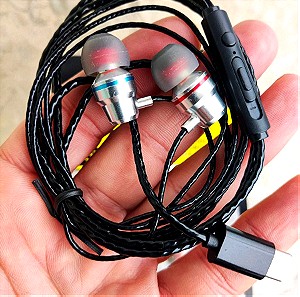 New! Ακουστικά για κινητό με USB TYPE-C Καλώδιο