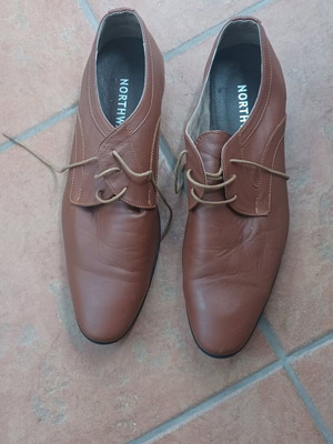 Men's brown leather shoes scarpini used, size 44
