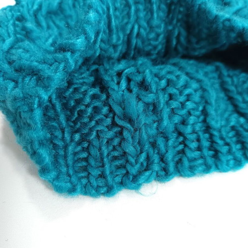 Knitted turquoise beanie like new, one size
