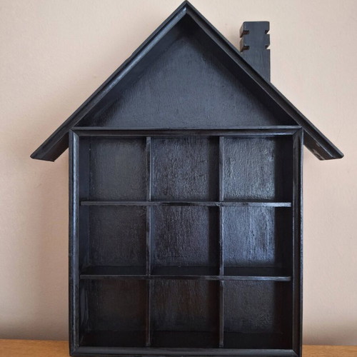Wooden House Shelf New, Wall Decor for Miniatures and Collections