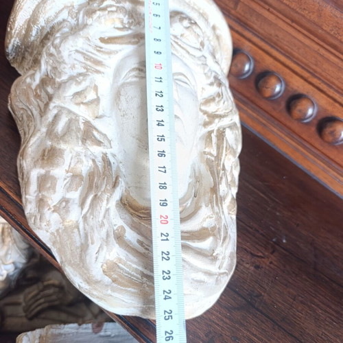 Vintage Art Nouveau wall corbel shelf with female figure