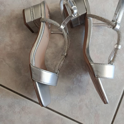 Exe silver leather sandals size 37 like new