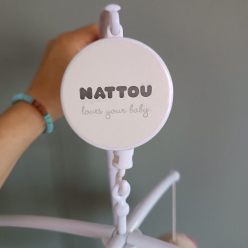 Nattou Musical Baby Crib Mobile like new, washable plush toys