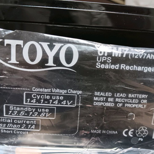 TOYO 6FM7 12V7Ah/20HR batteries new, set of 2