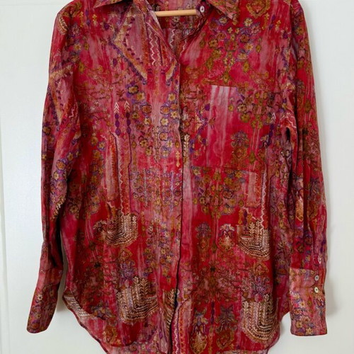 Massimo Dutti floral shirt size M like new, red pink