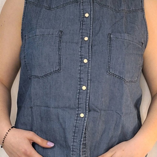 Bershka sleeveless denim shirt like new, blue, size L
