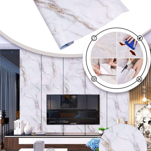 Αυτοκόλλητο ρολό White Marble Luxe καινούργιο 60cm x 3m αδιάβροχο