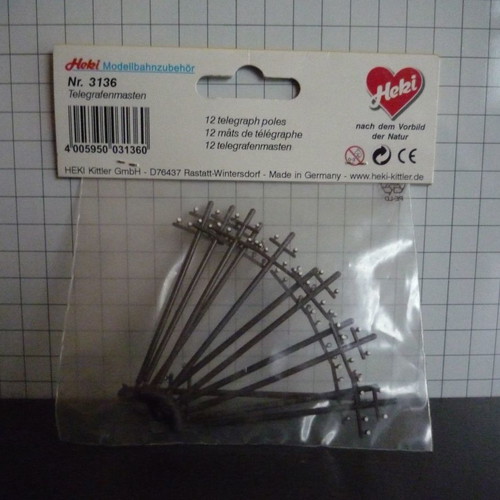 Heki 3136 model kit items new, 12 telegraph poles