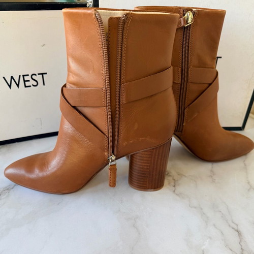 Nine West Women's Brown Leather Ankle Boots Size 39 used