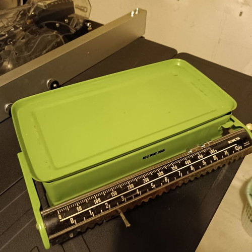 EKS manual retro kitchen scale used, green