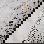  Παραλληλόγραμμο υφαντό τραπεζομάντηλο με κέντημα στο βελονάκι και λουλουδάκια σε μουσταρδι χρώμα, διαστάσεων 1,70χ1,70