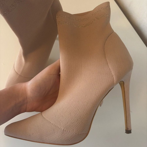 Missguided Carli Bybel x Nude boots used, size 39, beige