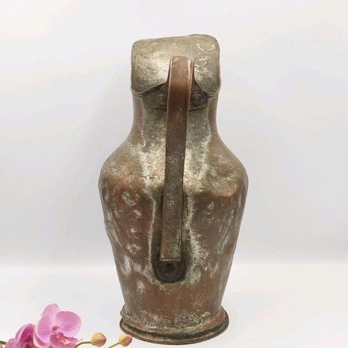 Copper Hand-Forged Rustic Water Pitcher Used