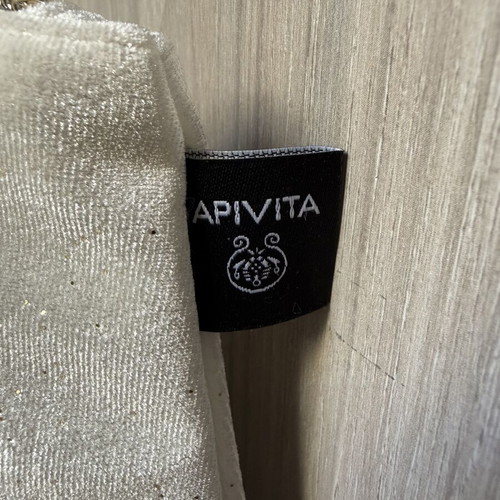 Apivita white velvet collectible toiletry bag with embossed bees and snowflakes