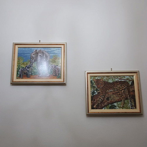 Set of 3 embroidery paintings with Africa theme new