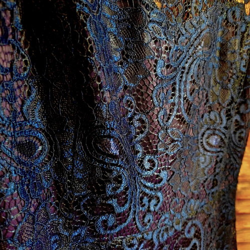 A-line dress with lace in navy blue like new, size XL