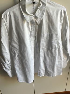Λευκό πουκάμισο H&M S, με τσέπη, αφορετο, overshirt