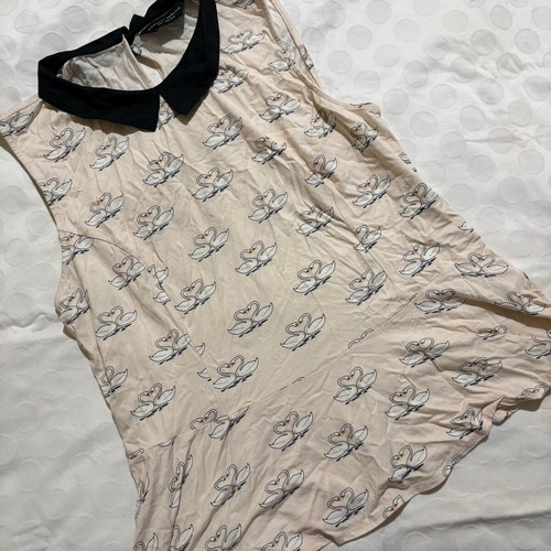 Dorothy Perkins vintage sleeveless blouse with swan prints, like new, size S