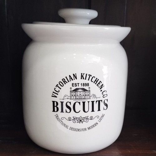 Porcelain Biscuit Jar White 16x16x21cm new
