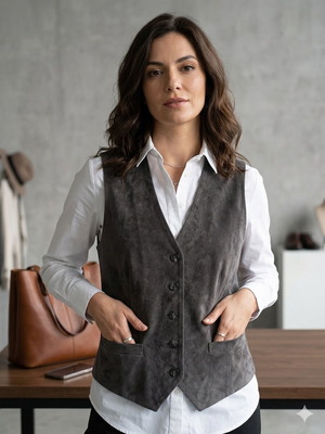 Unisex suede vest like new, gray