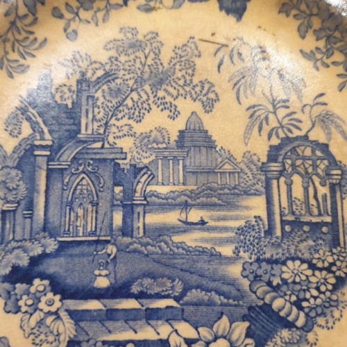 Plate English porcelain Mason's used, blue landscape