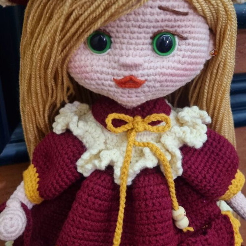 Knitted doll new, 38 cm tall