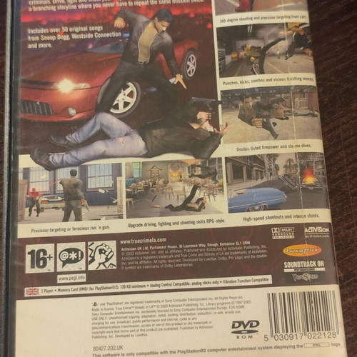 True Crime Streets of LA PS2 game used with cover signs of use