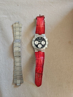 Bvlgari AUTO CH35 watch used, women's, gray and red
