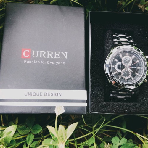 Curren men's watch like new, black and silver