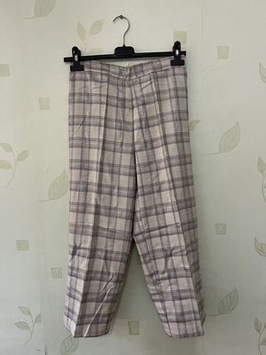 A-Style Women's Checked 3/4 Pants New, Sizes XS-L, White Beige