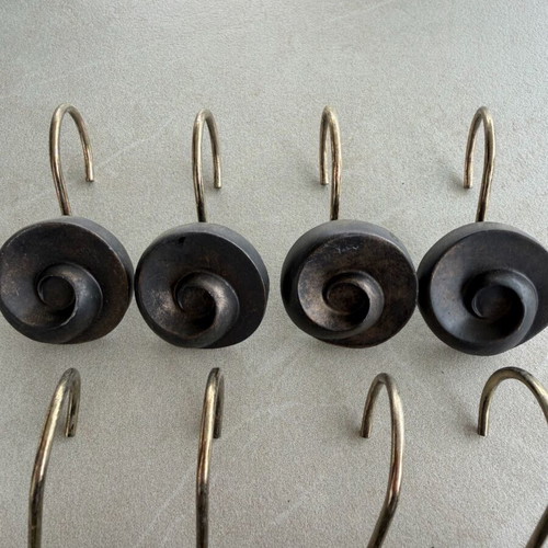 Vintage bronze spiral shower curtain hooks set of 12, like new