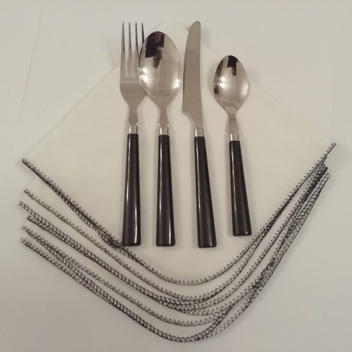 German tableware set 168 pieces new ecru with black stripes