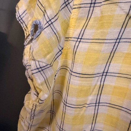 Linen Look Plaid Shirt yellow and white, like new