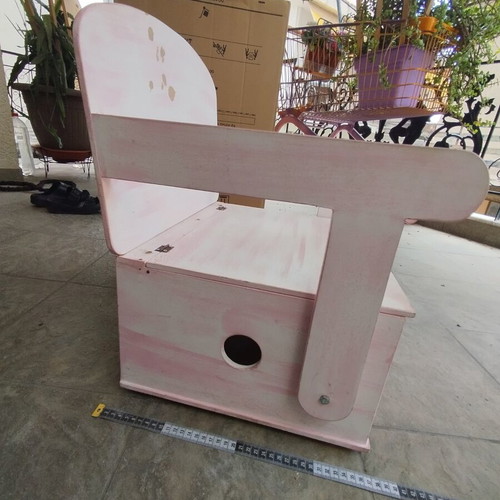 Wooden children's chair with storage used