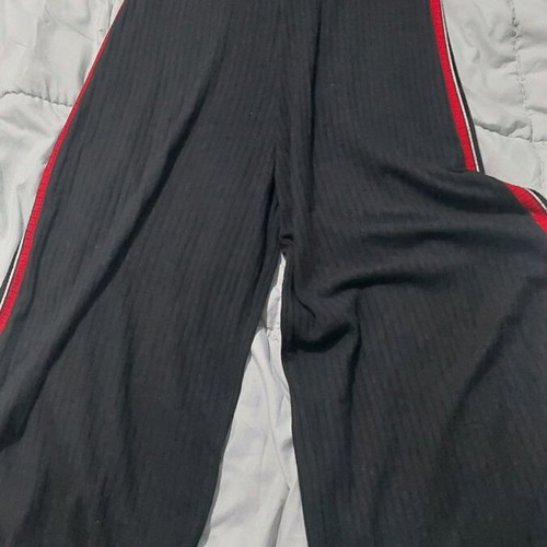 Stradivarius jumpsuit black with red sporty stripe medium like new