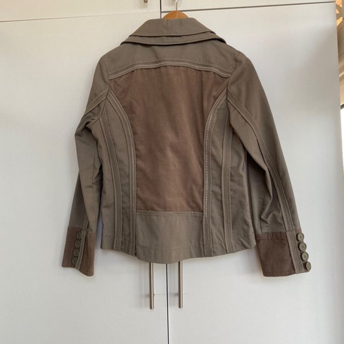 Y2K Vintage Two-Tone Cropped Blazer Size 40 New Beige Brown