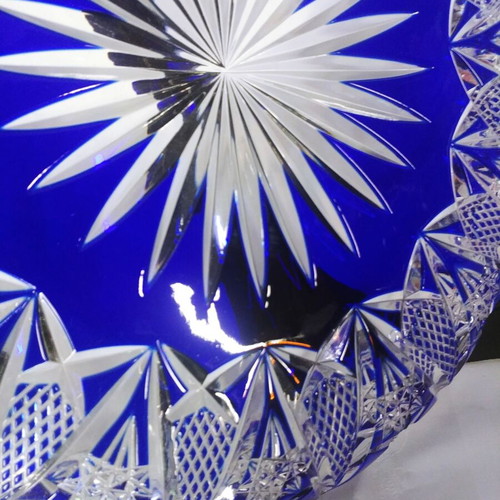 Nachtmann Rom Bleikristall blue platter Germany 50s new