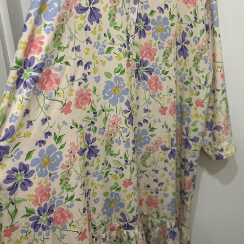 Plus size long floral shirt dress, XXL to 5XL