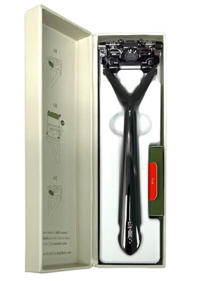 Метален безопасен бръснач Leaf Razor нов с 20 резервни остриета Feather