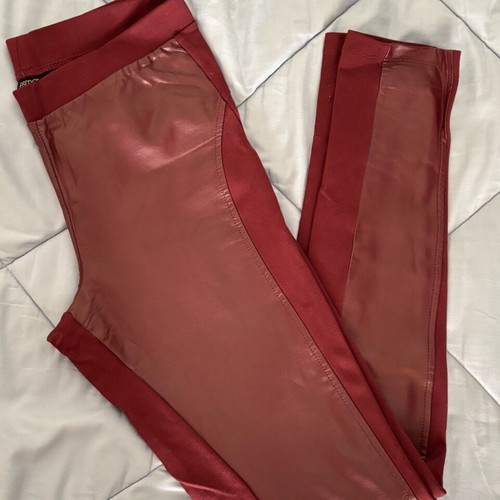 Esmara leggings with faux leather burgundy red like new size XS