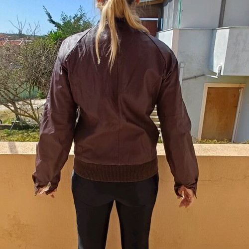 Leather jacket women's brown like new