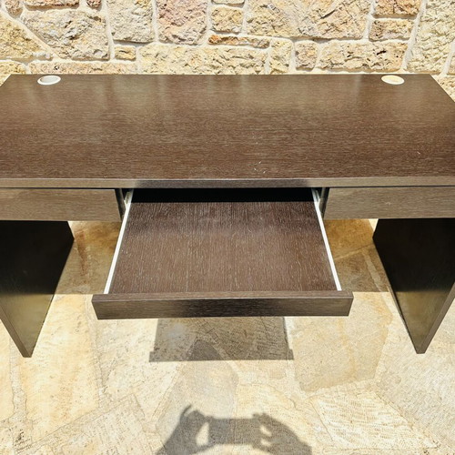Desk Oak Black with Two Drawers and Trackpad Keyboard Base like new