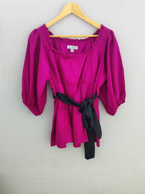 Monsoon Fusion Boho Τουνίκ με Μαύρη Ζώνη σε φούξια, σαν καινούργιο
