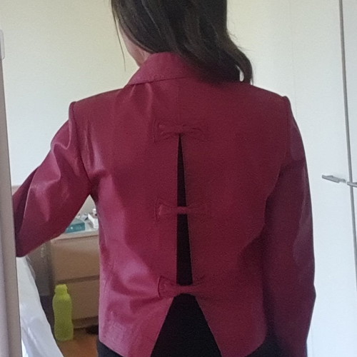 Leather fuchsia jacket used, tailor made, size M